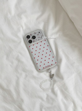 韩系insi法式浪漫新年红色波点喜庆苹果17/17promax雾面iPhone16promax/15手机壳挂绳亚克力保护套
