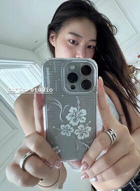 韩系ins风小众温柔气质甜美博主同款扶桑花手机壳iphone17/16promax/15pro/14/13透明亚克力硬壳苹果手机壳