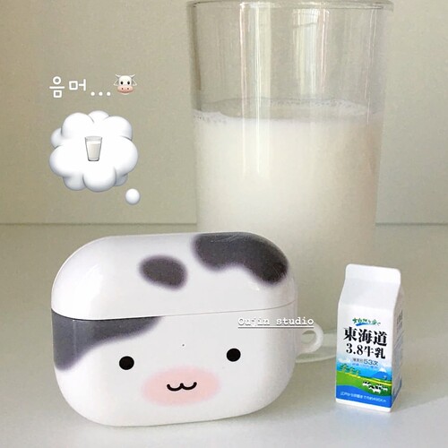 ins风日韩卡通可爱奶呼呼奶牛AirPods保护套软萌表情适用苹果耳机壳airpods pro/3/2代防摔进口菲林壳