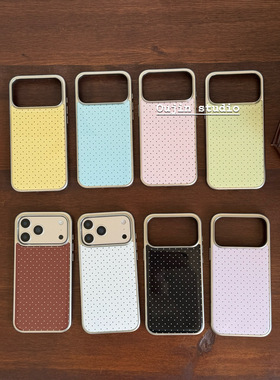 韩系ins百搭款气质小波点古早感适用iphone17pro/16/15pro/14/13银边滴胶简约苹果手机壳套高级感