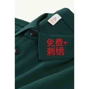 刺绣polo衫工作服定制夏季短袖t恤理想4s店男墨绿色工装衣印logo