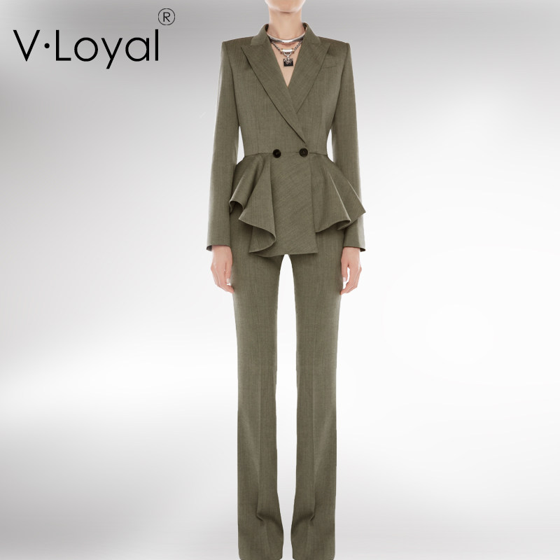 v·loyal春秋季新品时尚修身荷叶边西服欧美小西装外套