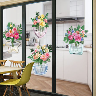 创意玻璃贴纸厨房推拉门装饰墙贴画卫生间移门窗户贴花自粘窗花