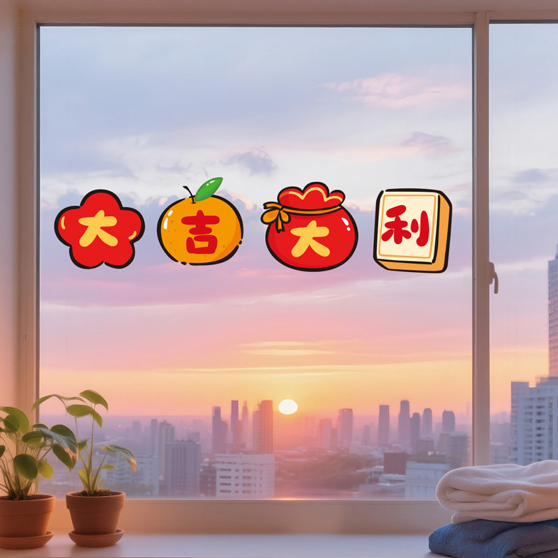 新年静电贴纸2026新款窗花马年过年春节氛围装饰门贴玻璃窗贴布置