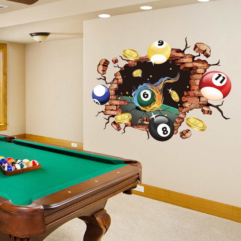 网红台球厅室墙面装饰画海报墙贴纸桌球俱乐部文化布置地贴画自粘