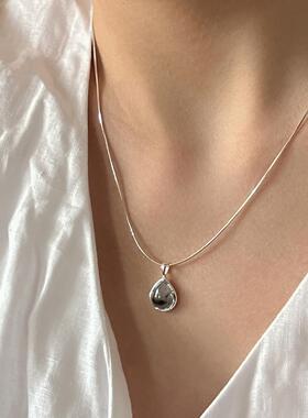 PRETTY DIARY原创设计项高级小众黑发晶水滴造型项链冷淡风锁骨链