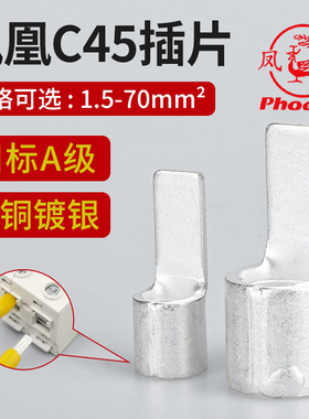 凤凰国标A级加厚紫铜镀锡线鼻子C45单压插片接线端子空开鸭嘴鼻