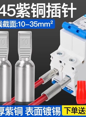 C45空开接线端子断路器铜接头DTD插针插片鸭嘴舌线耳紫铜接线鼻子