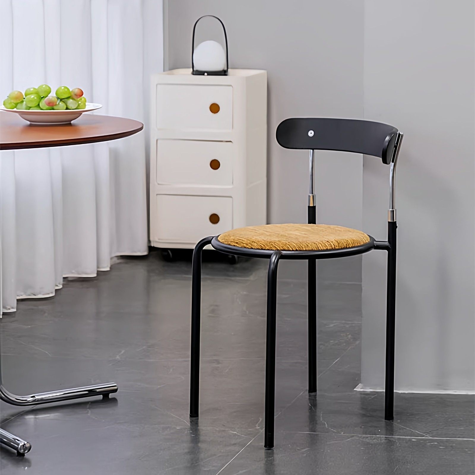 中古风金属实木餐椅有软包靠背椅可叠放椅子小户型靠背餐桌椅,住宅家具,餐椅,淘宝优惠券,粉丝福利购,淘宝优惠卷