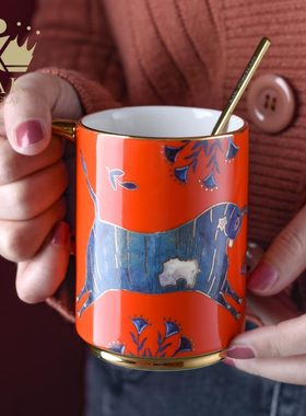 RAK进口牛气冲天24K描金生肖马克杯美式挂耳咖啡杯礼盒装生日礼物