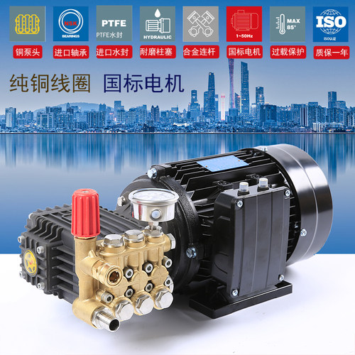喷淋造雾增压柱塞泵220V380V商用洗车纯铜国标电机加泵头高压清洗