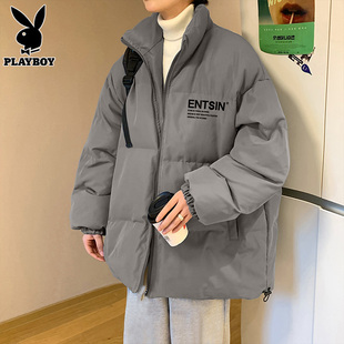 休闲保暖棉衣潮流加厚男生防寒外套 新款 花花公子羽绒棉服男士 冬季