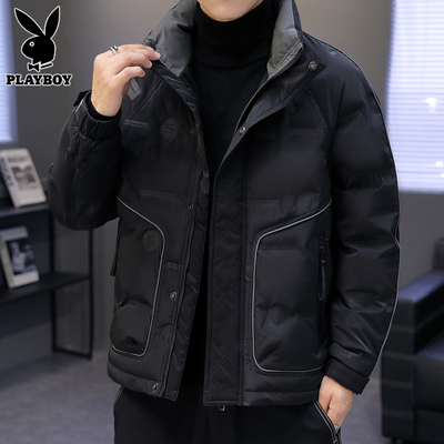 花花公子轻薄羽绒服男士短款冬季2023年新款立领潮牌帅气保暖外套