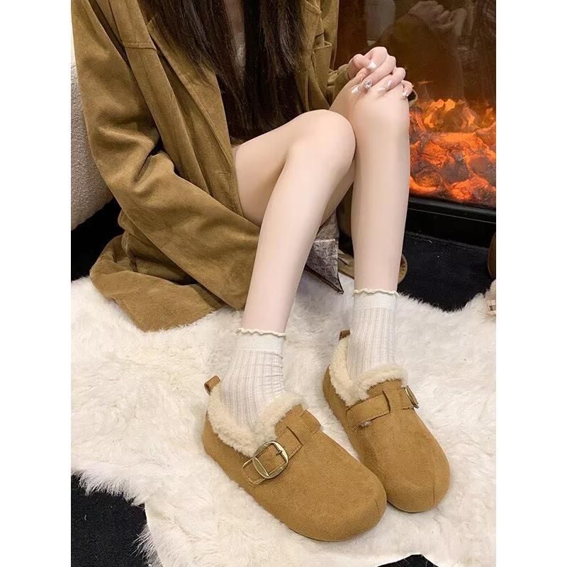 5567勃肯鞋棕色系白色系时尚百搭保暖女鞋棉鞋