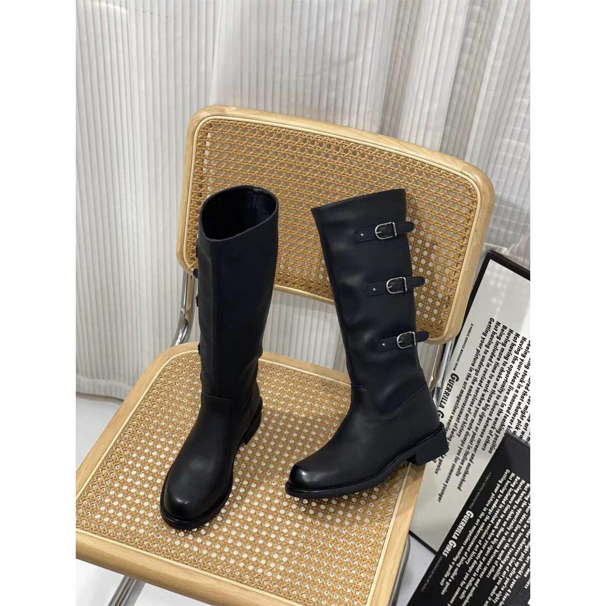 2510-31时装靴骑士时尚女鞋加绒dk过膝秋冬女士粗跟冬季百搭