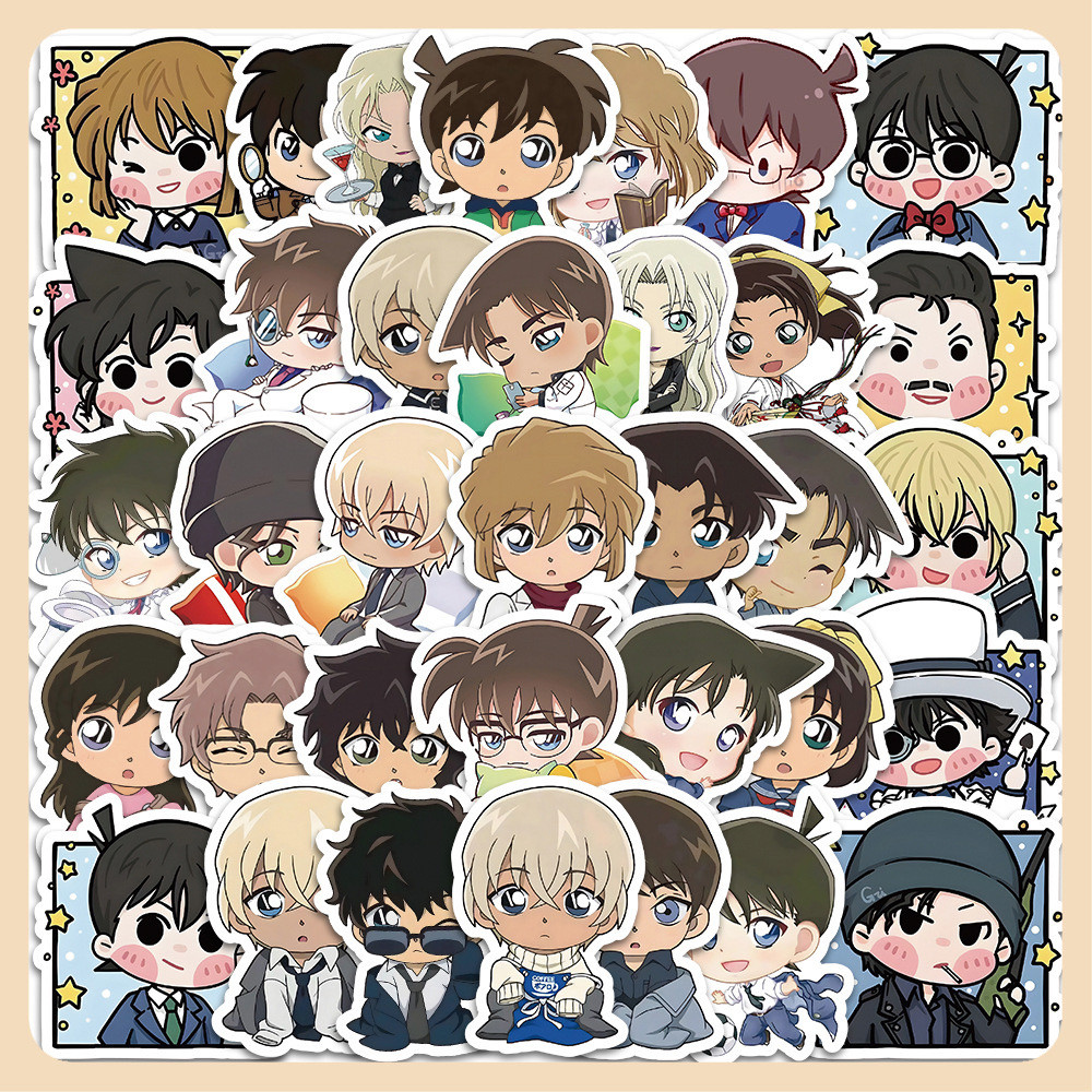 140张q版名侦探柯南贴纸工藤新一毛利小五郎小兰周边装饰防水贴画
