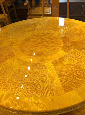 大叶楠圆桌仿古风实木家具摆件