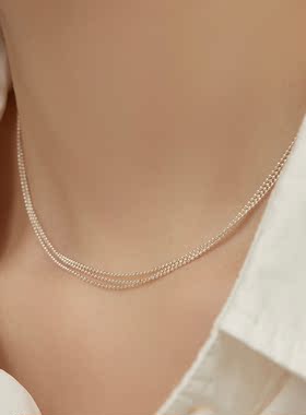 波光粼粼多层气质多层925银项链