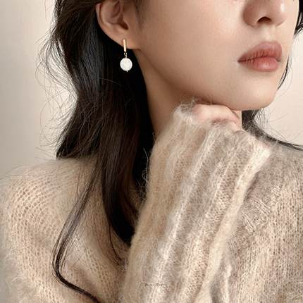 诚意回馈！JUNJUN自制蓝光巴洛克纽扣耳环s925银针高级感简约百搭