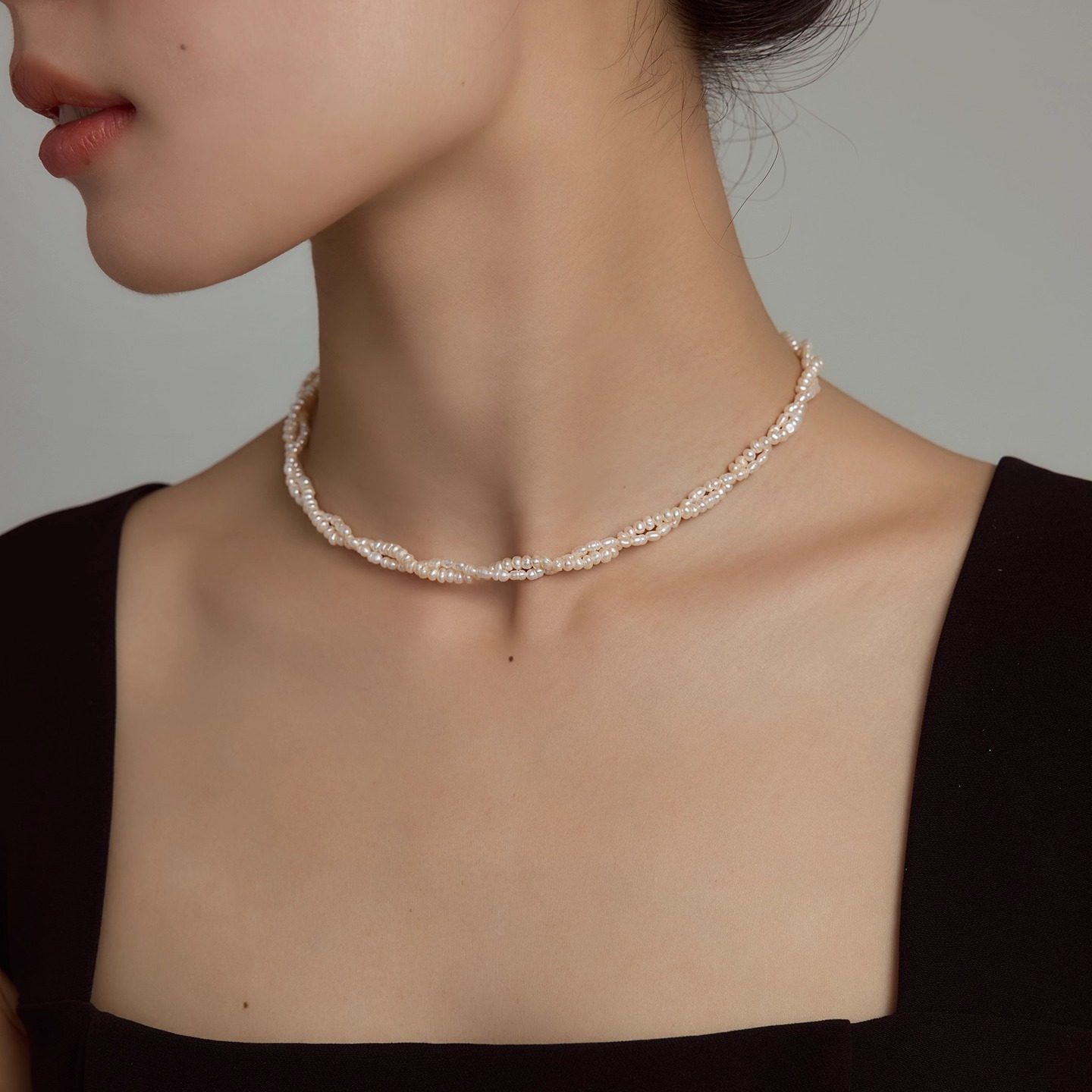 JUNJUNSTUDIO天然淡水珍珠编织麻花项链女小众设计感轻奢简约百搭