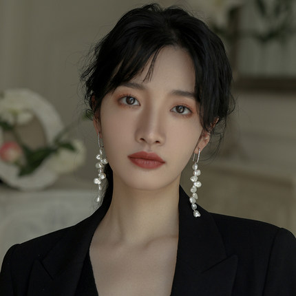 JUNJUN原创设计手工制作925纯银淡水巴洛克花碎银子珍珠长款超仙