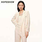 皱感纯色双排扣翻领西装 外套 夏新款 女装 日常价 红袖