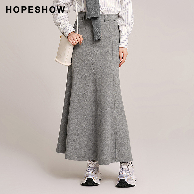 【清仓】红袖秋季2024新款女装A字高腰一粒扣鱼尾半身裙