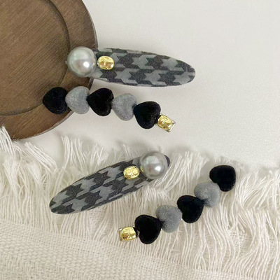 2025新款高端刘海侧边夹爱心撞色发夹头饰女前额碎发卡子一字发卡