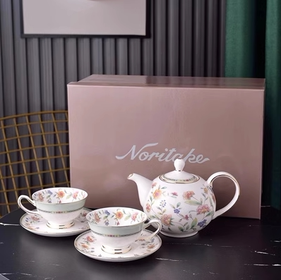 日本Noritake则武Primrose樱草同款花骨瓷英式红茶杯碟咖啡杯礼盒