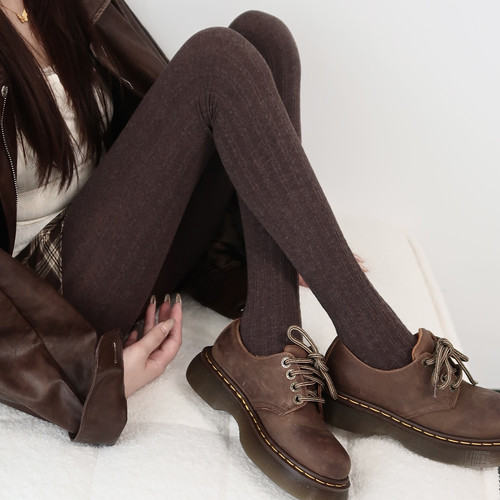 日系美拉德连裤袜女麻花纹针织白丝袜纯欲秋冬加绒加厚保暖打底裤