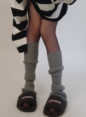 秋冬灰色堆堆袜宽松袜套原宿风腿套复古jk毛线辣妹中筒袜韩版ins