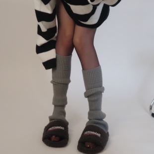 秋冬灰色堆堆袜宽松袜套原宿风腿套复古jk毛线辣妹中筒袜韩版 ins