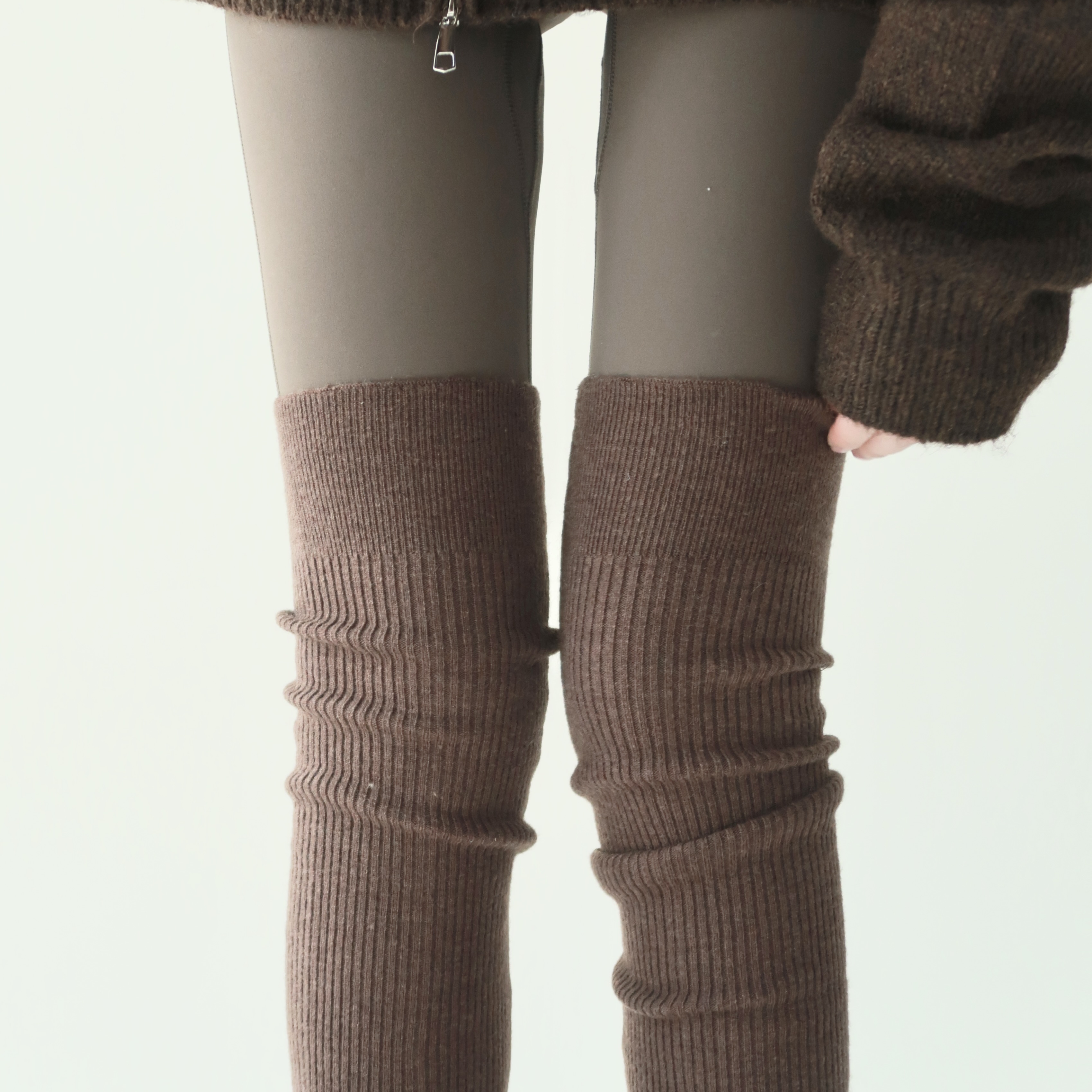 纽扣1双咖啡色中筒保暖冬季jk