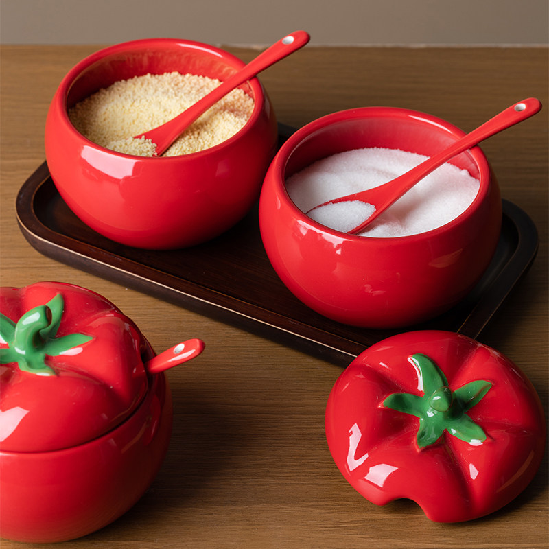 陶瓷调料罐套装盐罐糖罐鸡精罐调味瓶家用调料盒可爱西红柿高颜值,厨房/烹饪用具,调味瓶罐/调料研磨器,淘宝优惠券,粉丝福利购,淘宝优惠卷