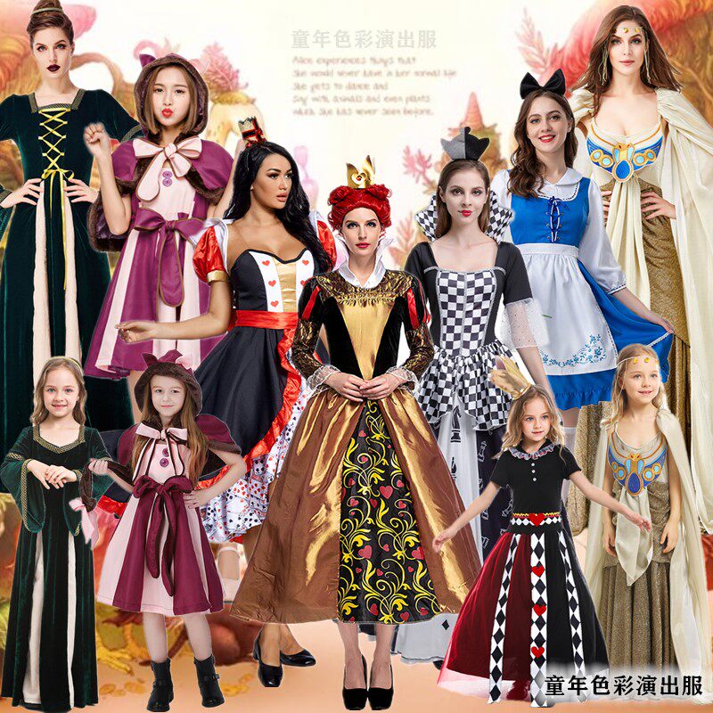 万圣节爱丽丝梦游仙境红桃皇后连衣裙cos宫廷女王礼服女仆装演出