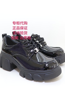 哈森2025年春新款女乐福鞋HS252506牛漆皮圆头轻质发泡底舒适女鞋