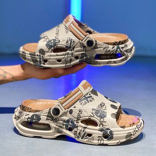 凉鞋 男夏季 外穿防滑厚底增高踩屎感凉拖男士 开车两用运动沙滩拖鞋