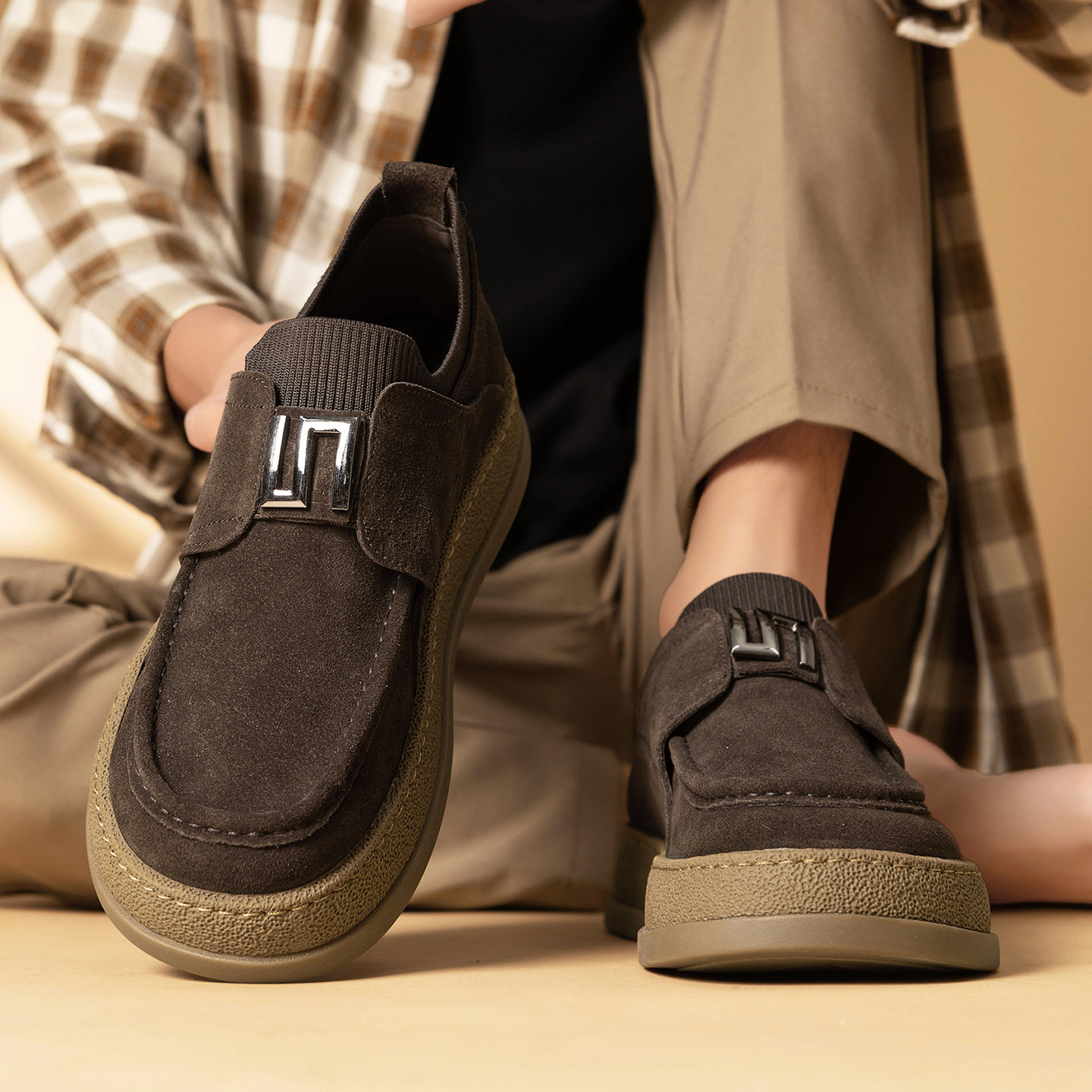 男鞋2026新款冬季潮流百搭一脚蹬开车乐福鞋翻毛皮休闲勃肯豆豆鞋,流行男鞋,单鞋,淘宝优惠券,粉丝福利购,淘宝优惠卷