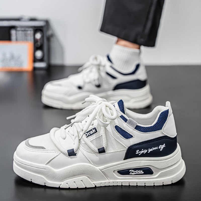 莆田男鞋2026新款春季青少年透气小白鞋潮流百搭运动休闲厚底板鞋,流行男鞋,单鞋,淘宝优惠券,粉丝福利购,淘宝优惠卷
