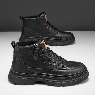高帮马丁靴男冬季2025新款英伦风休闲皮鞋厚底潮流百搭黑色工装靴