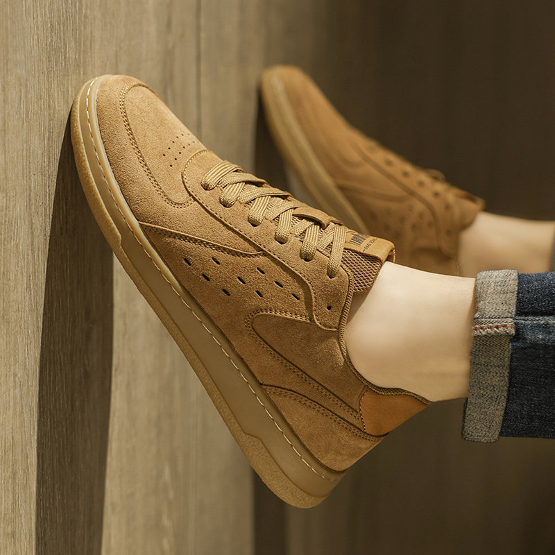 男鞋2026年新款冬季复古翻毛皮休闲运动板鞋防滑软底上班工作潮鞋,流行男鞋,单鞋,淘宝优惠券,粉丝福利购,淘宝优惠卷