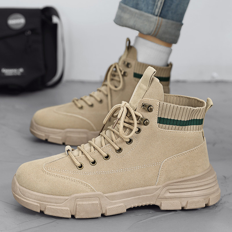 MARTIN BOOTS MENS 2024 NEW WINTER HIGH-TOP PLATFORM PLATFORM ANTI-SLIP DESERT CARGO BOOTS MID-TOP BRITISH FASHION SHOES AUTUMN AND WINTER
