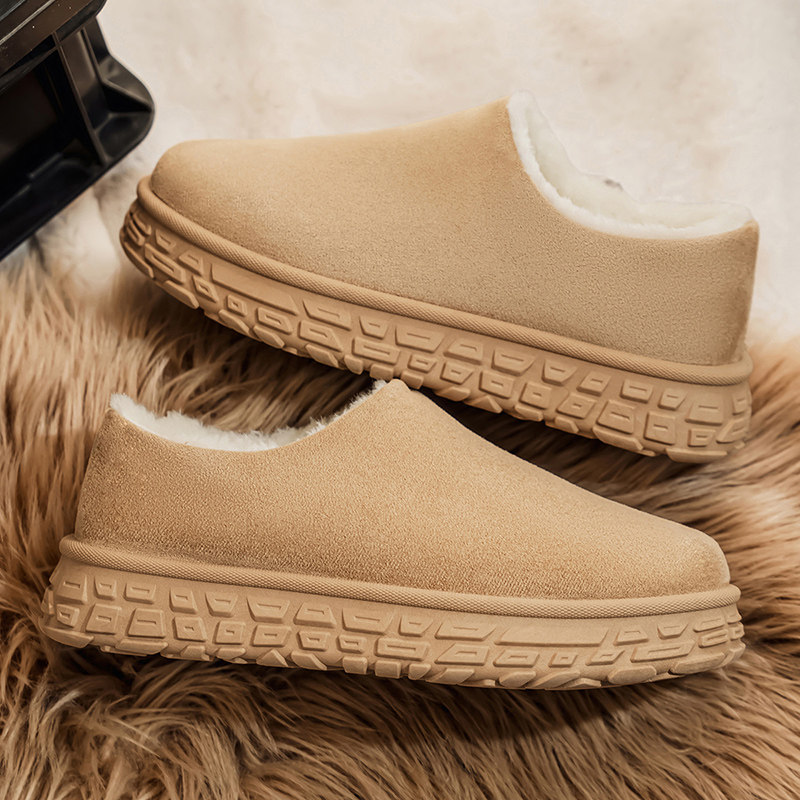 勃肯鞋男2026新款冬季加绒保暖一脚蹬皮毛一体翻毛皮工作上班棉鞋,流行男鞋,单鞋,淘宝优惠券,粉丝福利购,淘宝优惠卷