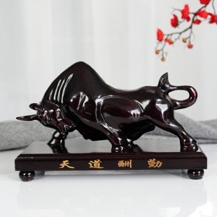 红花梨木雕牛十二生肖木牛运势如虹摆件家居客厅办公装饰开业送礼