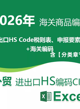 2026年1月4日更新中国内海关商品编码hs编码查询CIQ代码HS Code