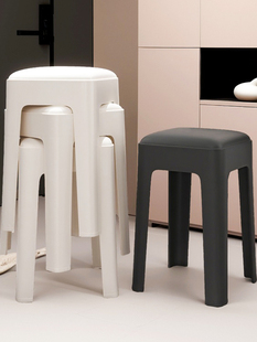 塑料软包方凳子可叠放2025新款高端餐饮排队加厚家用客厅吃饭餐椅