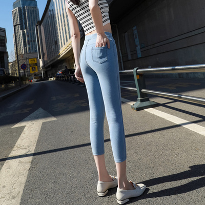 轻薄软牛仔紧身裤裤女无皱显瘦