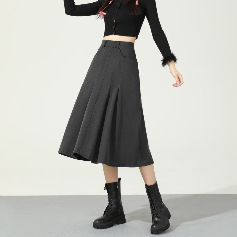 中长款牛仔半身裙女2025秋冬款