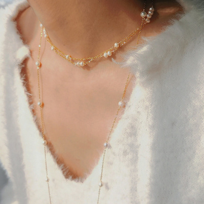 多用天然满天星珍珠项链眼镜链女