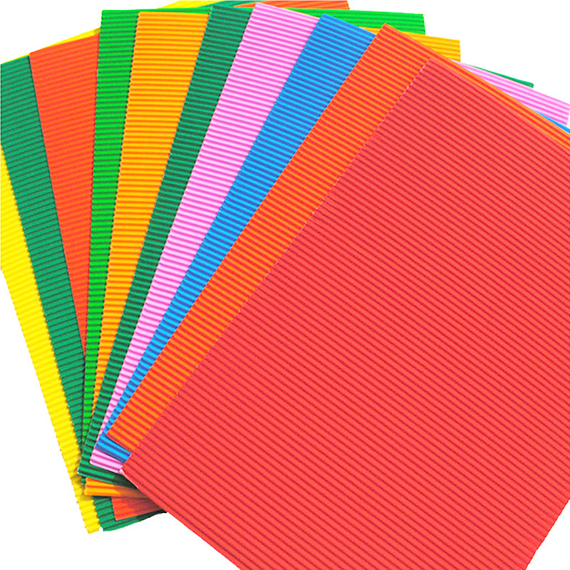 幼儿园儿童彩色手工diy瓦楞纸波浪纸折叠纸美工纸材料单张50*70cm